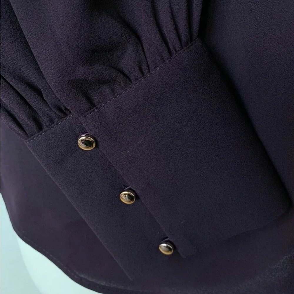 OASIS Purple Choker Neck Keyhole Blouse Long Sleeve Available Size 10 - Picture 2 of 7